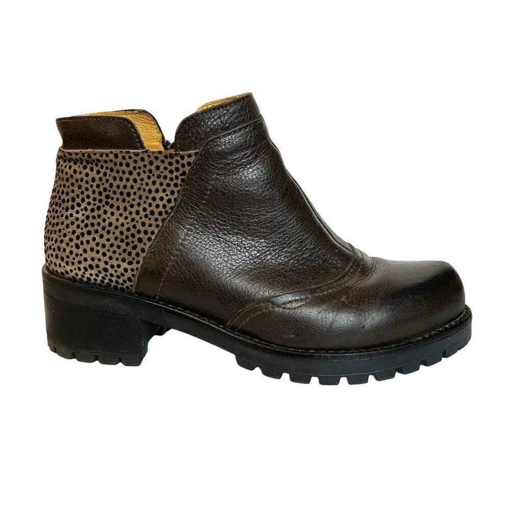 Brako Brown Leather Chunky Heel Ankle Boots